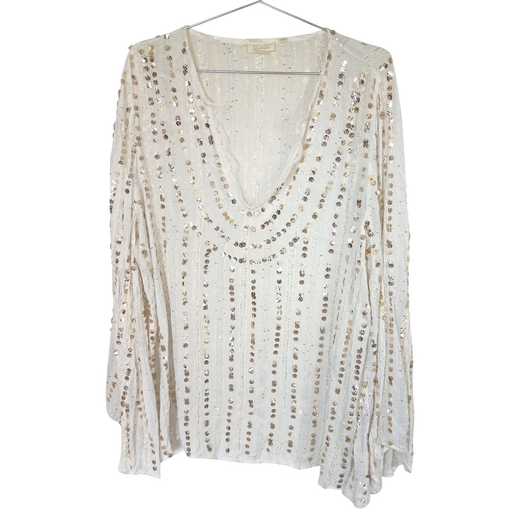 Anthropologie Let Me Be Gold Sequin Embellished [Top/Dress] Women's Medium M